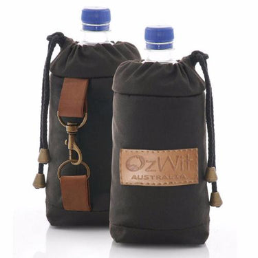 Small Australian drink bottle holder, small oilskin drink bottle cooler